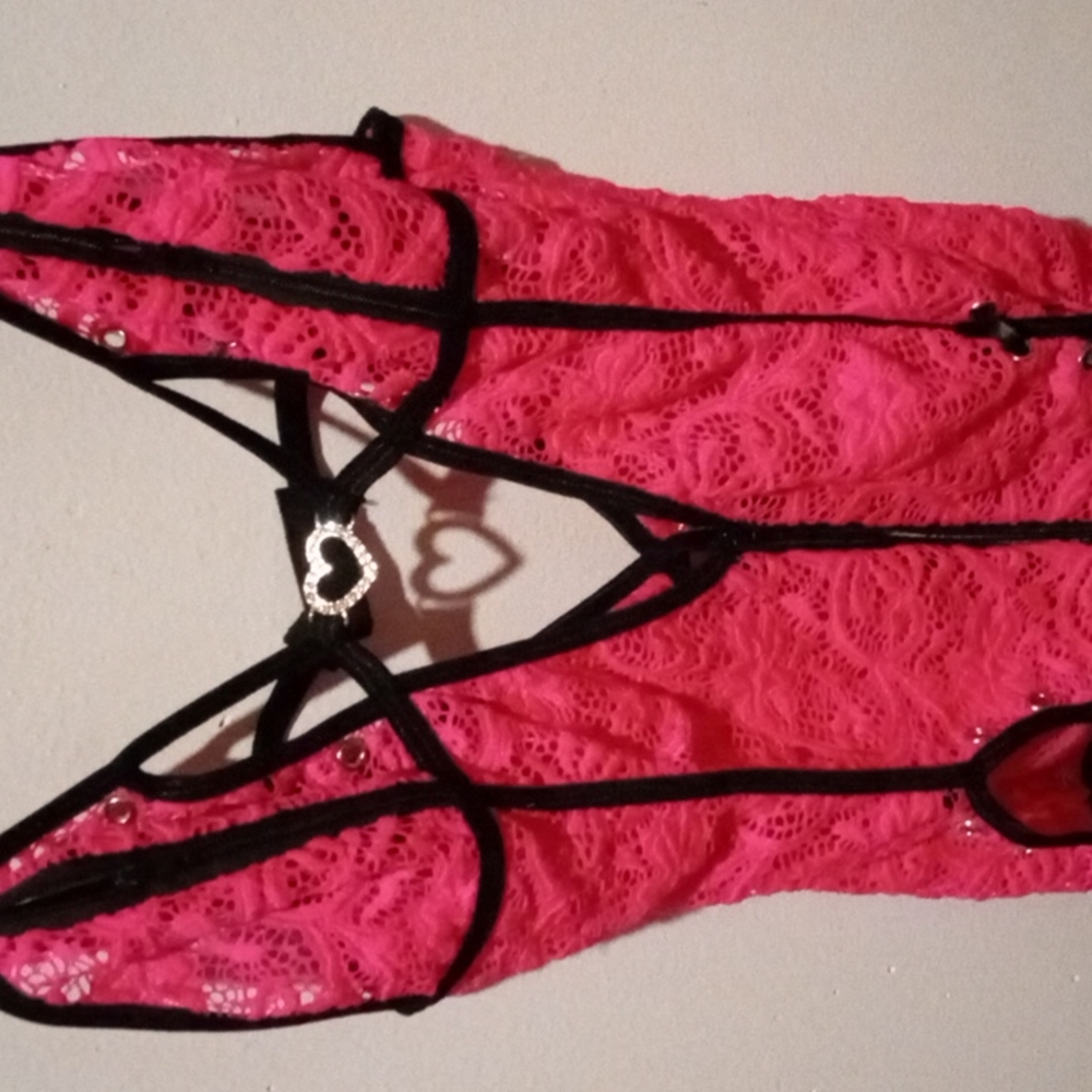 Lingirie with thong jeweled panties and stockings